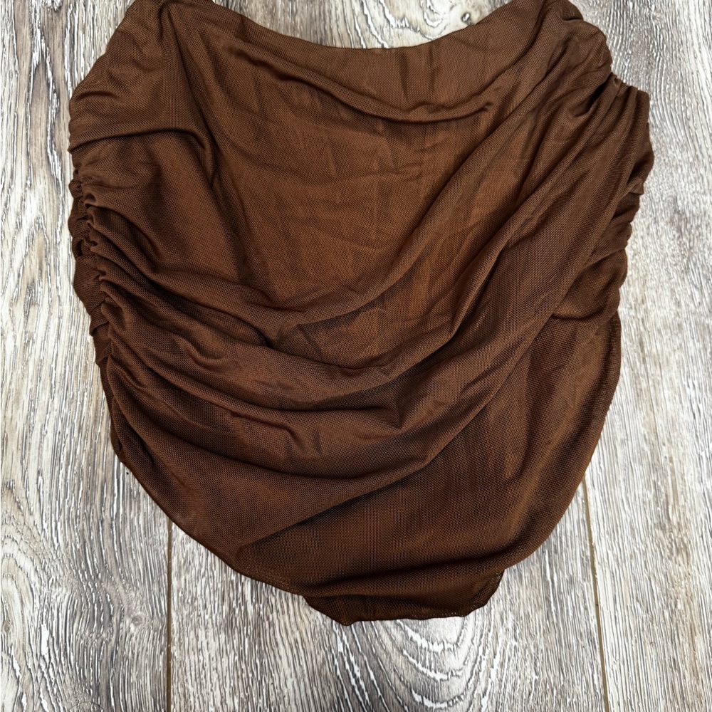 Brown Ruched Skirt - Draped Silhouette